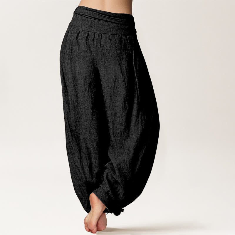 Buddha Stones Pure Cotton Composed Of Dots Vine Flower Pattern Women's Elastic Waist Harem Pants - image 6