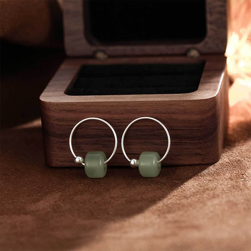 Buddha Stones 925 Sterling Silver Hetian Jade Prosperity Earrings - image 7