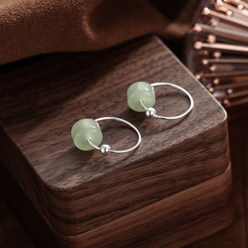 Buddha Stones 925 Sterling Silver Hetian Jade Prosperity Earrings - image 8