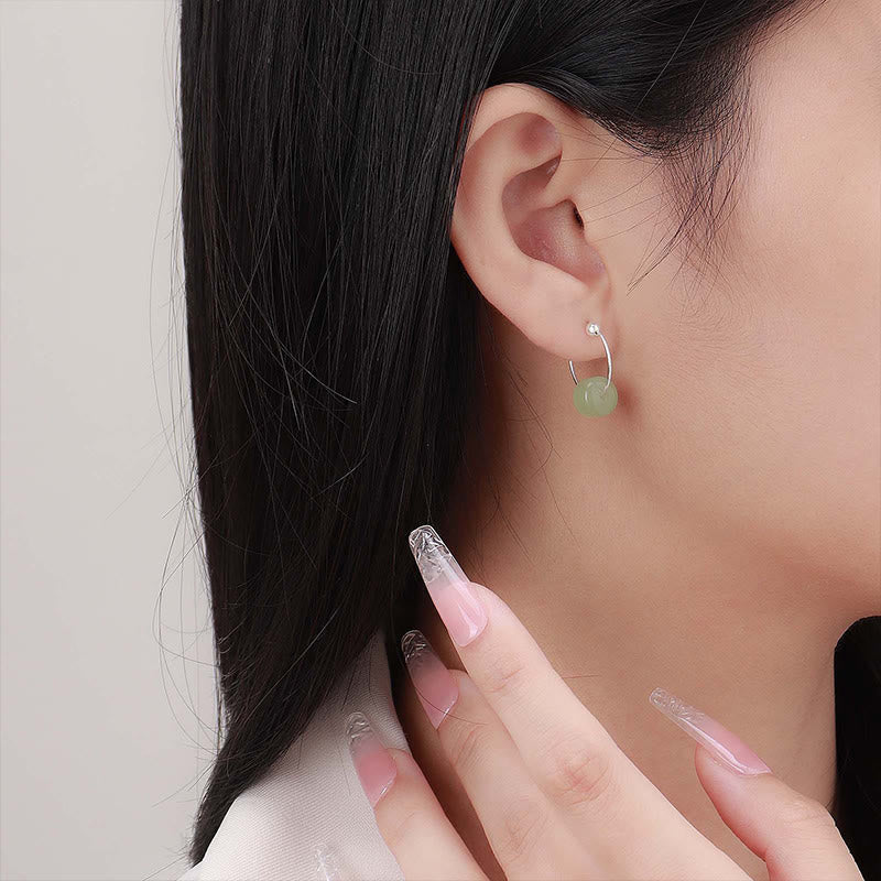 Buddha Stones 925 Sterling Silver Hetian Jade Prosperity Earrings - image 10