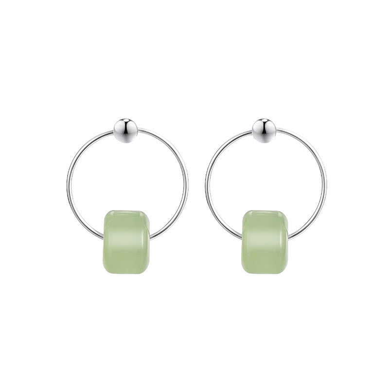 Buddha Stones 925 Sterling Silver Hetian Jade Prosperity Earrings - image 9