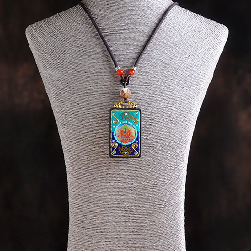 Buddha Stones Ebony Wood Peace Necklace Pendant - image 2