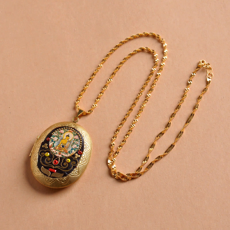 Buddha Stones Copper Kwan Yin Avalokitesvara Zakiram Wealth Pendant Necklace - Tathagata Chain(Necklace Length:60cm) - image 9
