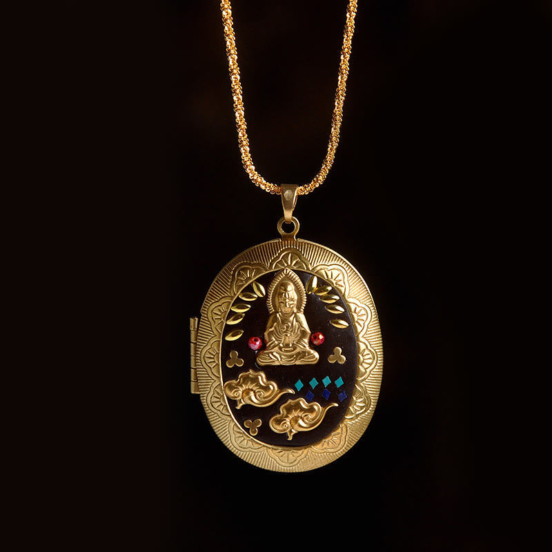 Buddha Stones Copper Kwan Yin Avalokitesvara Zakiram Wealth Pendant Necklace - Avalokitesvara Chain(Necklace Length:60cm) - image 25