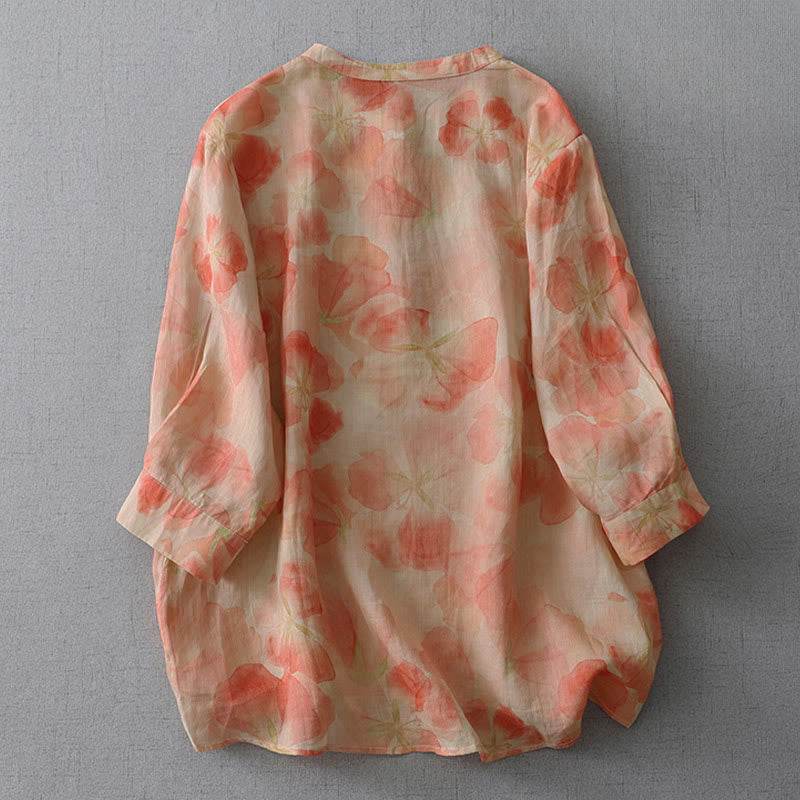 Buddha Stones Spring Floral Pattern Crew Neck Long Sleeve Women's Polyester Shirt - image 7
