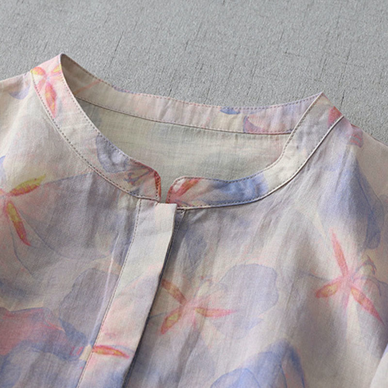 Buddha Stones Spring Floral Pattern Crew Neck Long Sleeve Women's Polyester Shirt - image 2