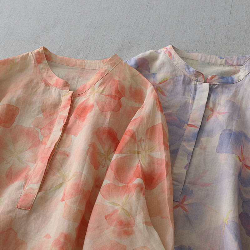 Buddha Stones Spring Floral Pattern Crew Neck Long Sleeve Women's Polyester Shirt - image 15