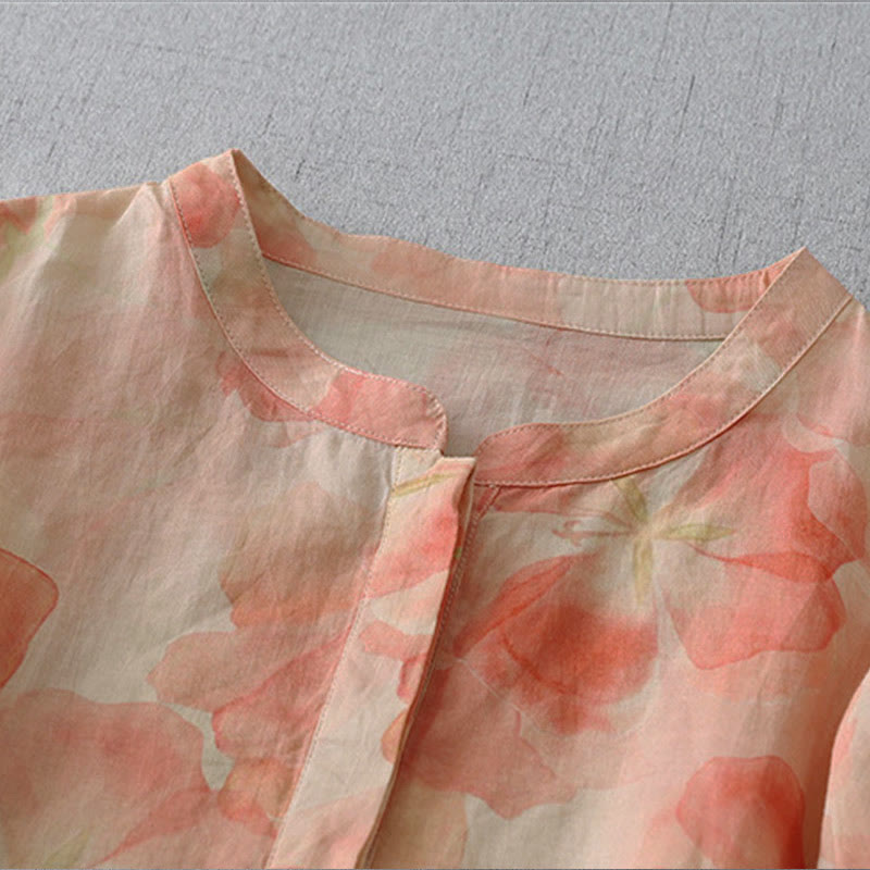 Buddha Stones Spring Floral Pattern Crew Neck Long Sleeve Women's Polyester Shirt - image 8