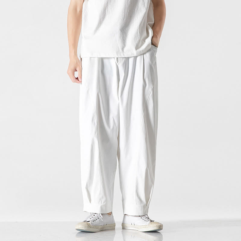 Buddha Stones Summer Solid Drawstring Ankle-Length Men's Cargo Harem Pants With Pockets - White - US/UK/AU46,EU56 (5XL) - image 24