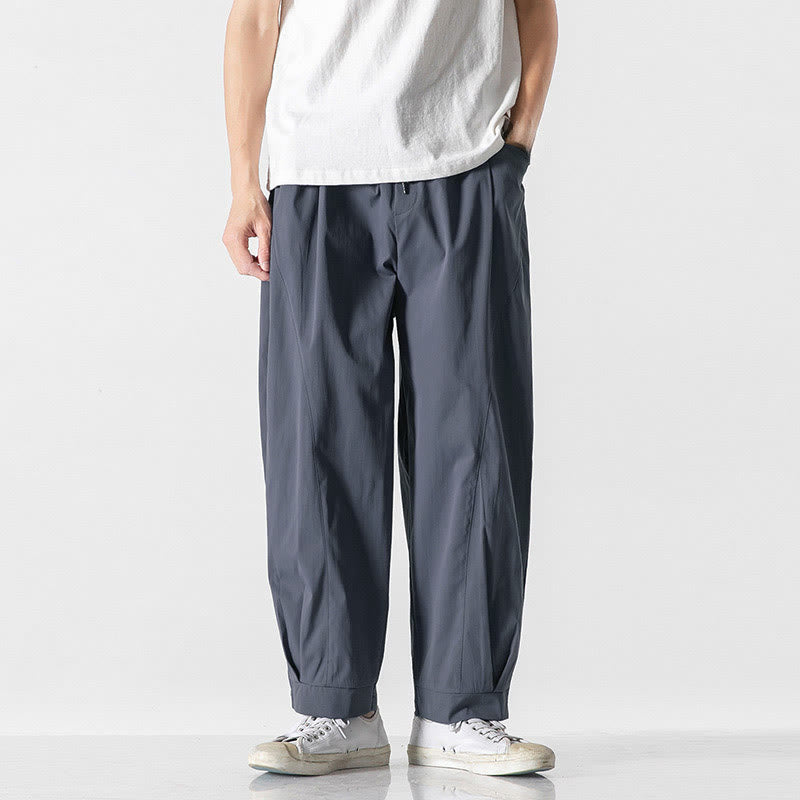 Buddha Stones Summer Solid Drawstring Ankle-Length Men's Cargo Harem Pants With Pockets - SlateGray - US/UK/AU46,EU56 (5XL) - image 8