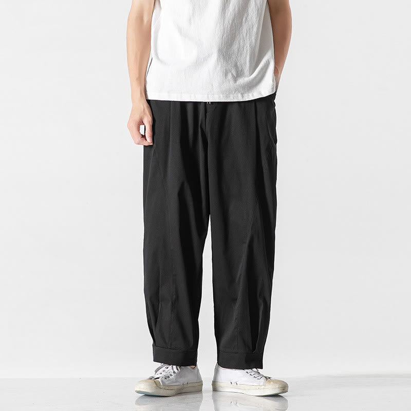 Buddha Stones Summer Solid Drawstring Ankle-Length Men's Cargo Harem Pants With Pockets - Black - US/UK/AU46,EU56 (5XL) - image 16