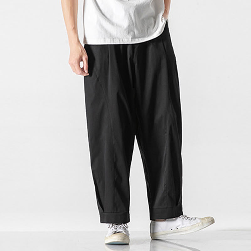 Buddha Stones Summer Solid Drawstring Ankle-Length Men's Cargo Harem Pants With Pockets - image 20