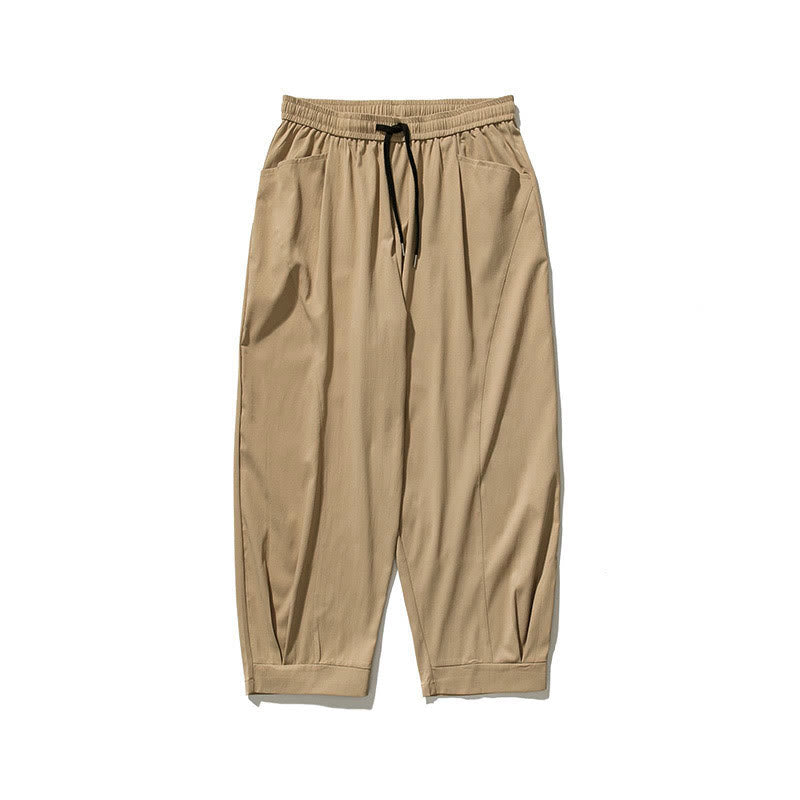 Buddha Stones Summer Solid Drawstring Ankle-Length Men's Cargo Harem Pants With Pockets - image 7
