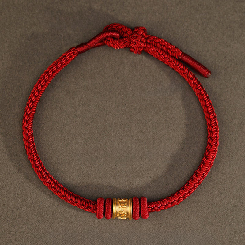 Buddha Stones Tibet Handmade 999 Gold Om Mani Padme Hum Luck Protection Bracelet - image 1