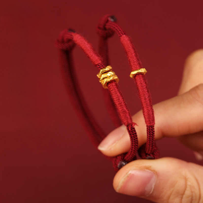 Buddha Stones 999 Gold Ring Design Handmade Luck Braided Red Rope Bracelet Anklet - image 13