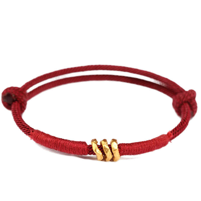 Buddha Stones 999 Gold Ring Design Handmade Luck Braided Red Rope Bracelet Anklet - image 7