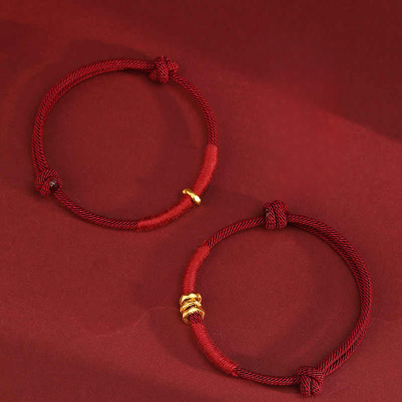 Buddha Stones 999 Gold Ring Design Handmade Luck Braided Red Rope Bracelet Anklet - image 15