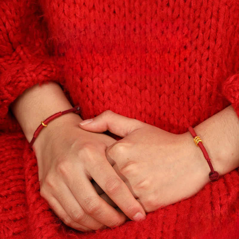 Buddha Stones 999 Gold Ring Design Handmade Luck Braided Red Rope Bracelet Anklet - image 17