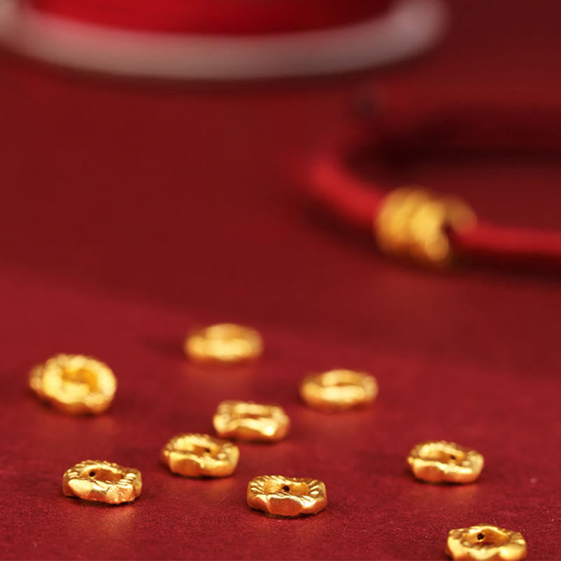 Buddha Stones 999 Gold Ring Design Handmade Luck Braided Red Rope Bracelet Anklet - image 6