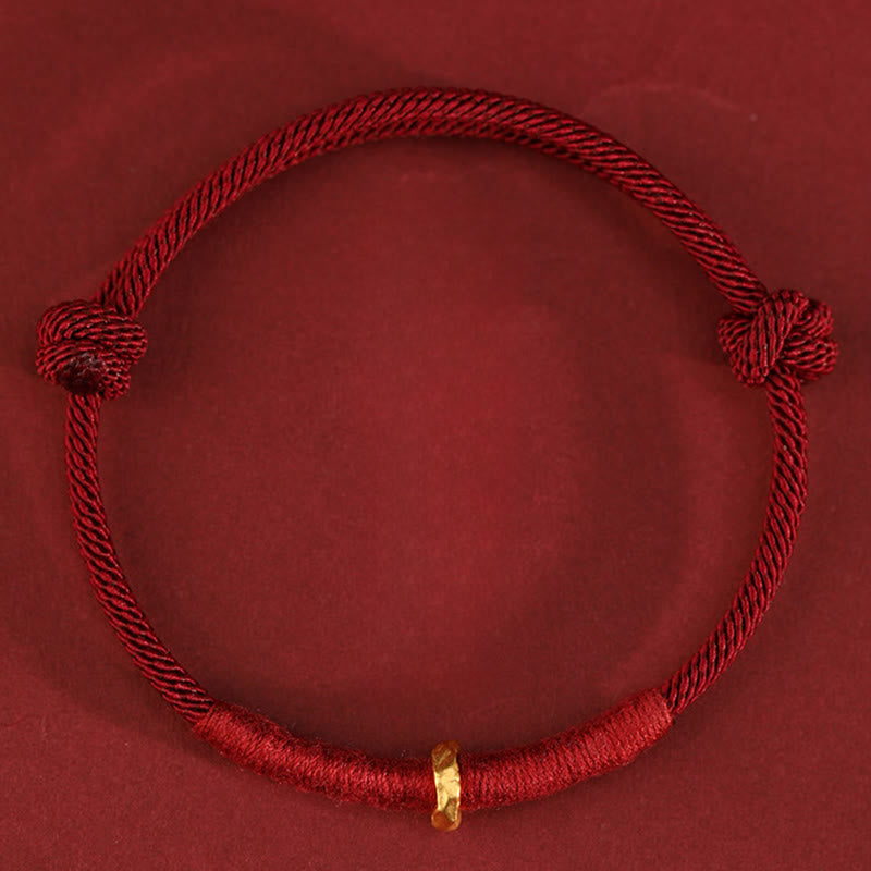 Buddha Stones 999 Gold Ring Design Handmade Luck Braided Red Rope Bracelet Anklet - image 11