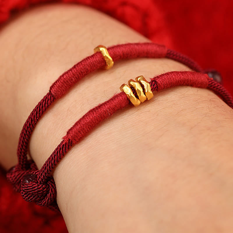 Buddha Stones 999 Gold Ring Design Handmade Luck Braided Red Rope Bracelet Anklet - image 14