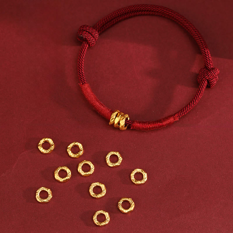 Buddha Stones 999 Gold Ring Design Handmade Luck Braided Red Rope Bracelet Anklet - image 2