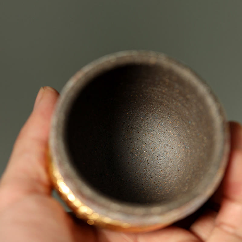 Buddha Stones Golden Arowana Koi Fish Ceramic Teacup Kung Fu Tea Cup - image 4