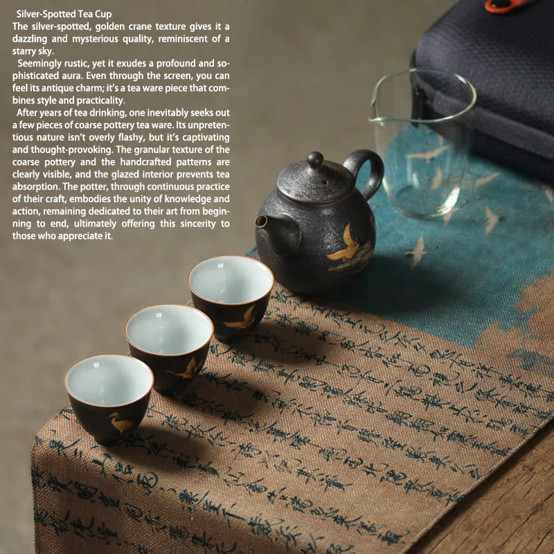 Buddha Stones Small Hand-painted Golden Crane Ceramic Teacup Kung Fu Tea Cup 40ml - image 12