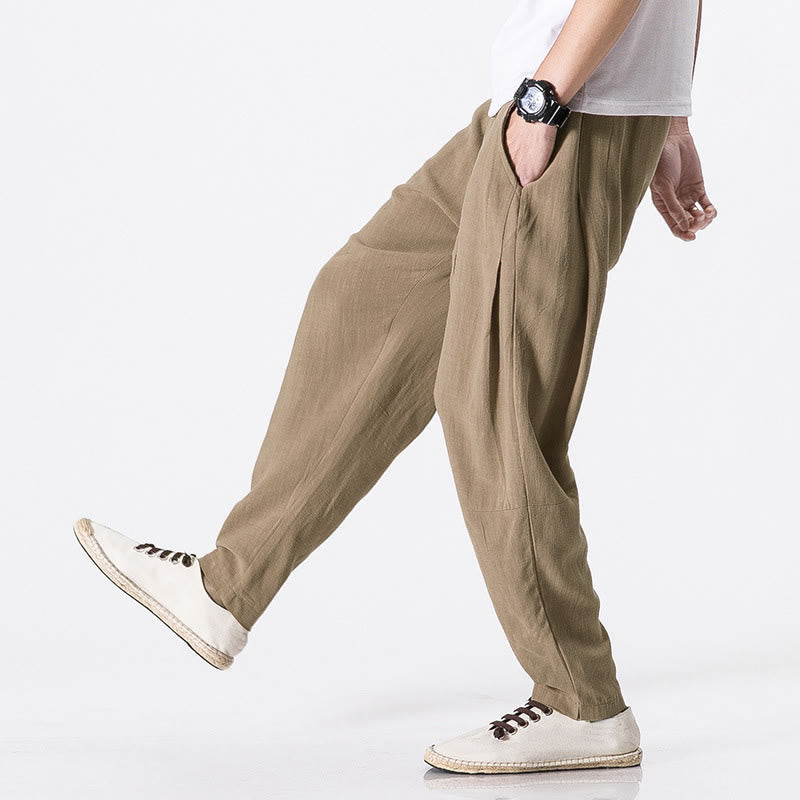 Buddha Stones Drawstring Elastic Waist Ankle-Length Men's Polyester Pants With Pockets - BurlyWood - US/UK/AU46,EU56 (5XL) - image 6