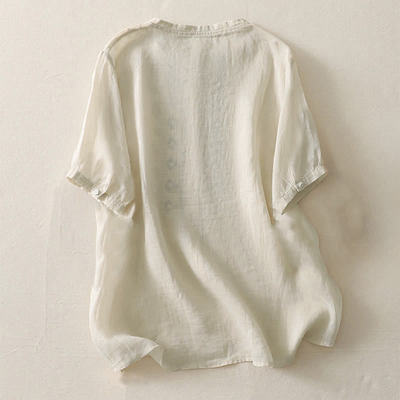 Buddha Stones Summer Floral Pattern Crew Neck Short Sleeve Women's Polyester Shirt - image 15