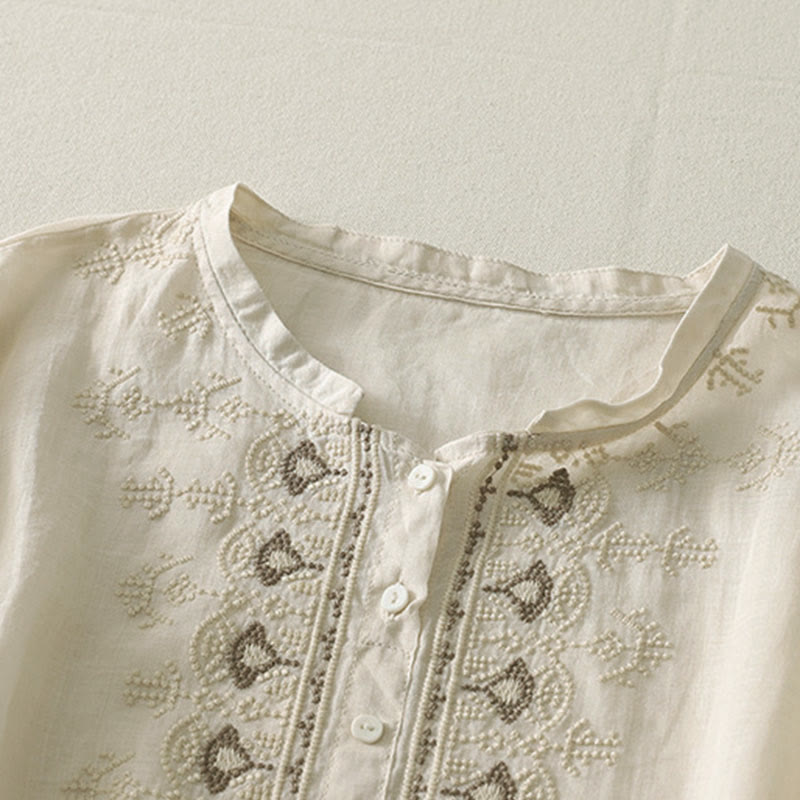Buddha Stones Summer Floral Pattern Crew Neck Short Sleeve Women's Polyester Shirt - image 16