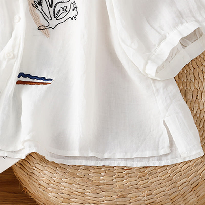 Buddha Stones Coral Gourd Pattern Crew Neck Half Sleeve Women's Polyester Shirt - image 13