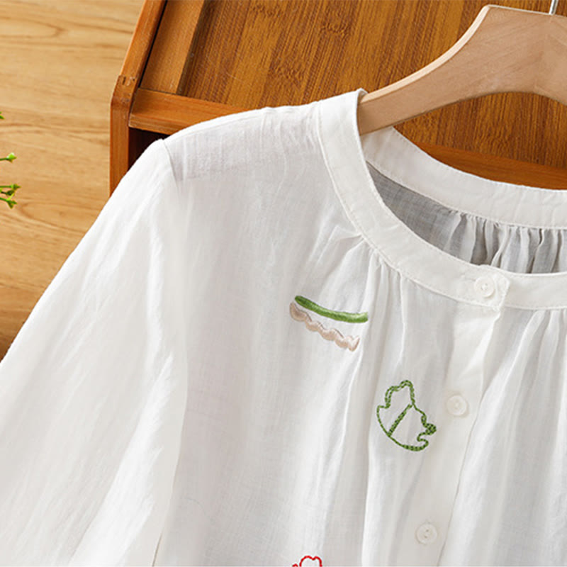 Buddha Stones Coral Gourd Pattern Crew Neck Half Sleeve Women's Polyester Shirt - image 11