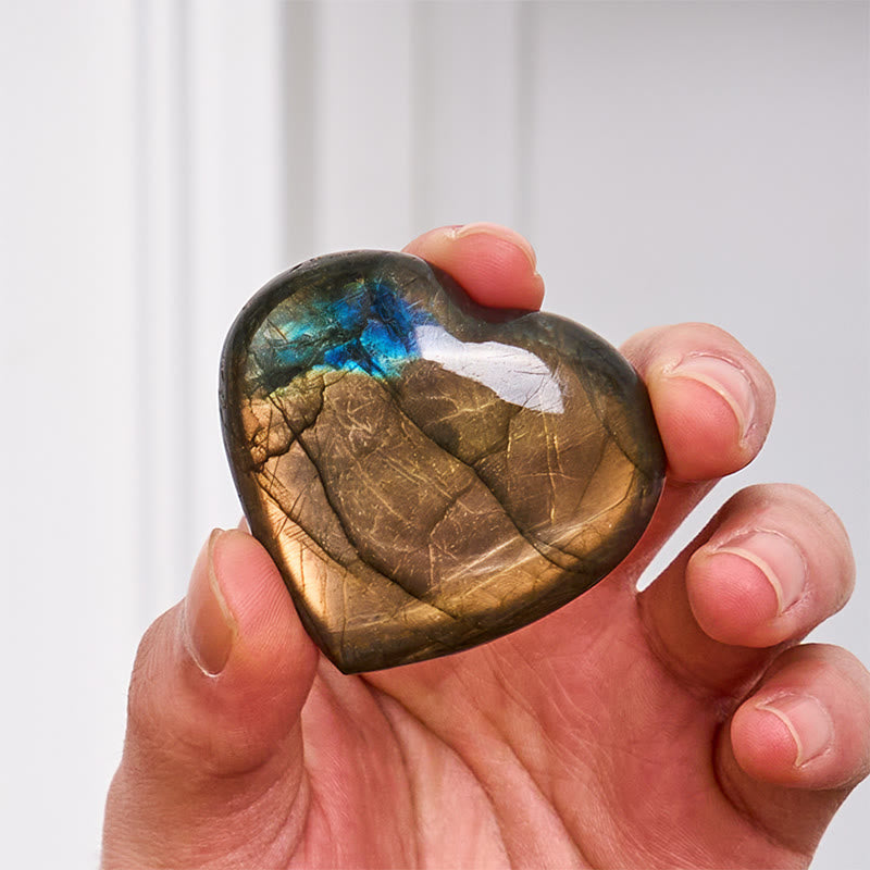 Buddha Stones Natural Heart Stone Labradorite Healing Cure Figurine Decoration - image 5