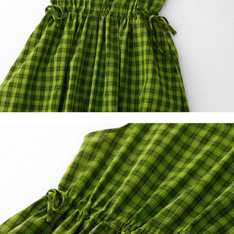 Buddha Stones Sleeveless Plaid Summer Midi Dress With Pockets - image 12