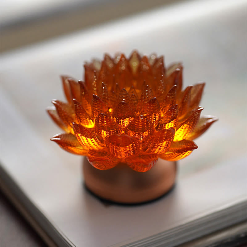 Buddha Stones Lotus Liuli Glass Copper Brass New Begining Home Decoration - image 20