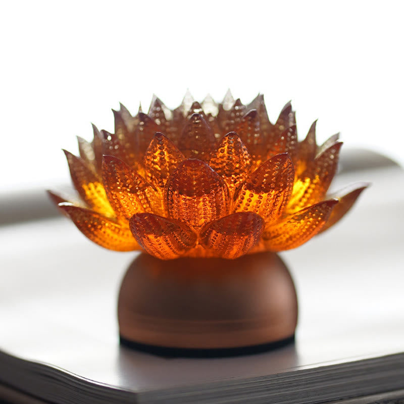 Buddha Stones Lotus Liuli Glass Copper Brass New Begining Home Decoration - image 19
