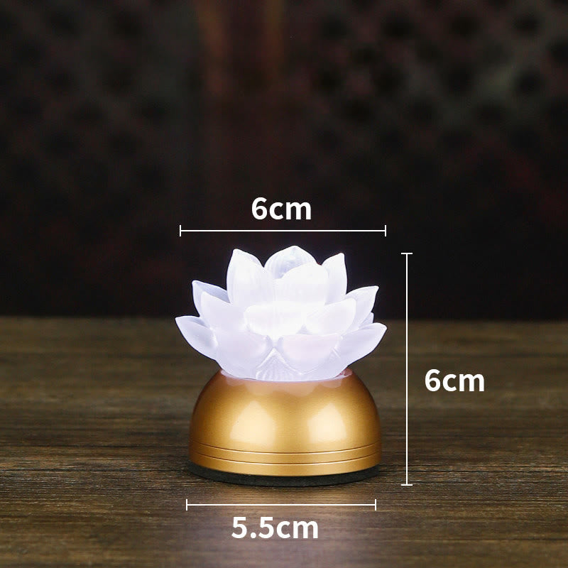 Buddha Stones Lotus Liuli Glass Copper New Begining Home Decoration - Copper White Rechargeable(6*6*5.5 cm) - image 24