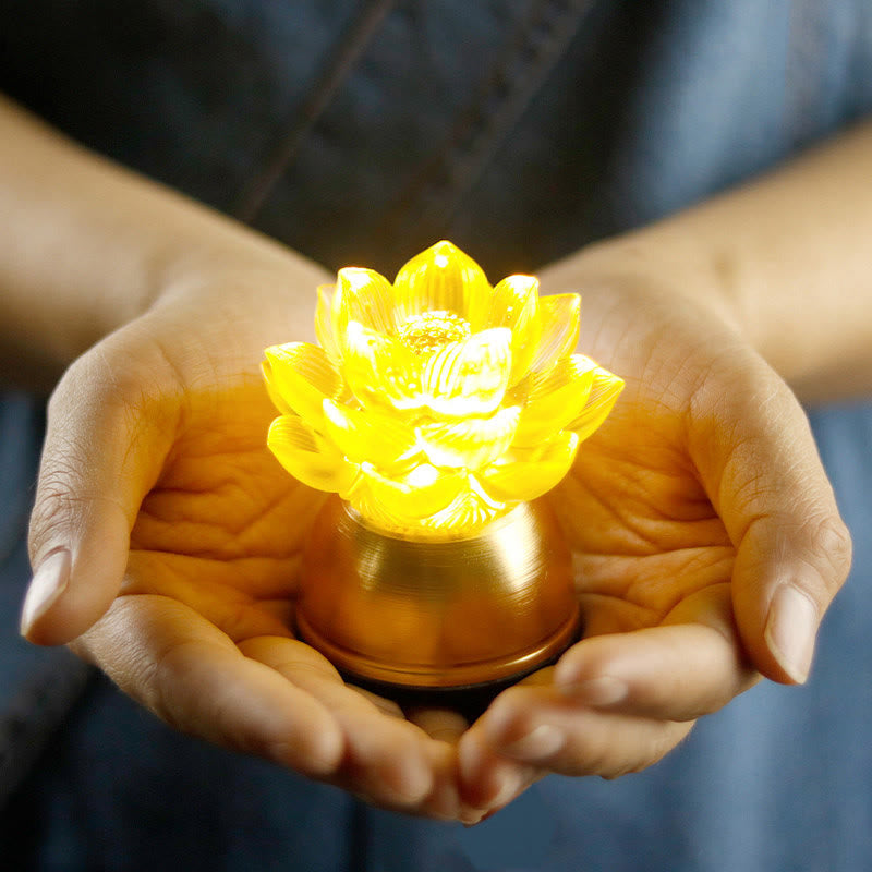 Buddha Stones Lotus Liuli Glass Copper New Begining Home Decoration - image 0