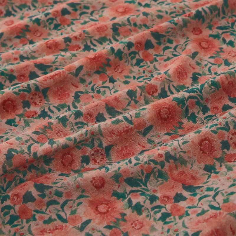 Buddha Stones Summer Frog-Button Stand Collar Short Sleeve Flower Pattern Women's Shirt - image 8