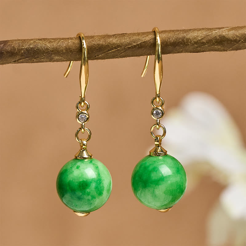 Buddha Stones 925 Sterling Silver Green Chalcedony Strength Courage Earrings - image 2
