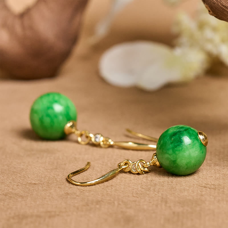 Buddha Stones 925 Sterling Silver Green Chalcedony Strength Courage Earrings - image 4