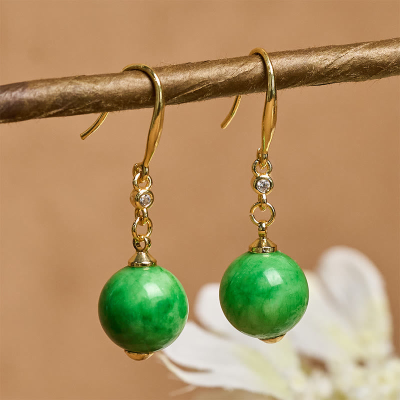 Buddha Stones 925 Sterling Silver Green Chalcedony Strength Courage Earrings - image 1