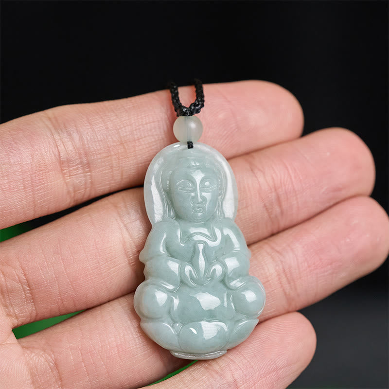 Buddha Stones Jade Kwan Yin Avalokitesvara Harmony Necklace Pendant - image 3