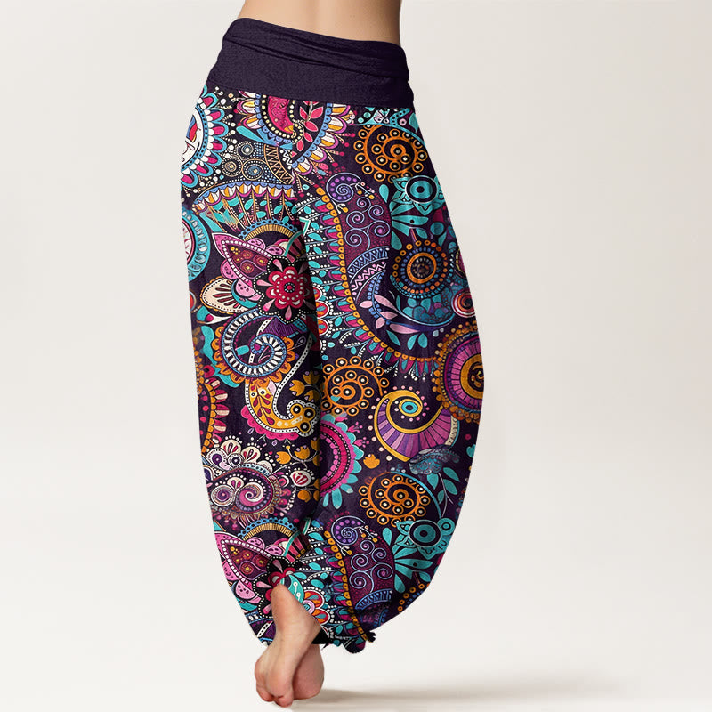 Buddha Stones Cotton Traditional Paisley Pattern Women's Elastic Waist Harem Pants - image 1