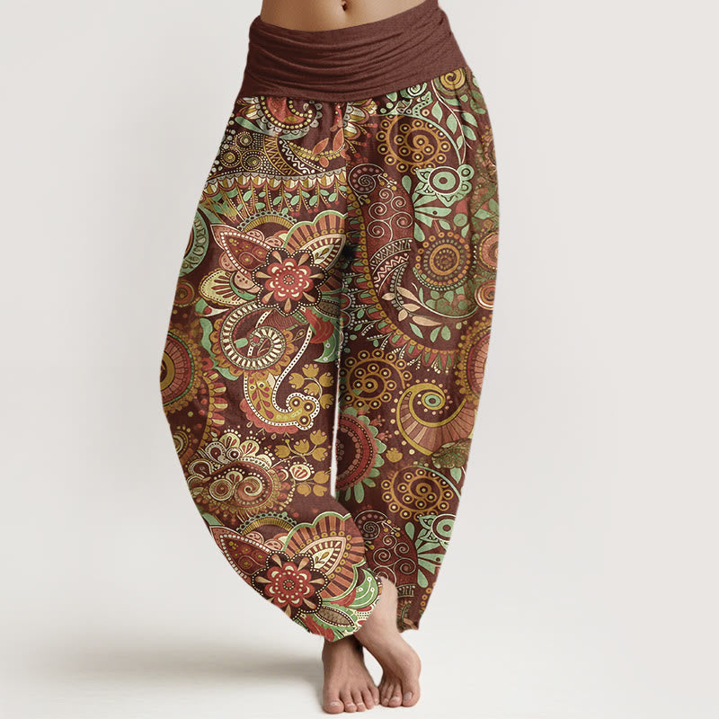 Buddha Stones Cotton Traditional Paisley Pattern Women's Elastic Waist Harem Pants - Sienna - US16,UK/AU20,EU48 (3XL) - image 8