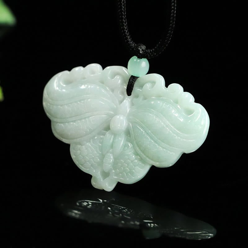 Buddha Stones Jade Butterfly Prosperity Necklace Pendant - Jade Butterfly - image 0