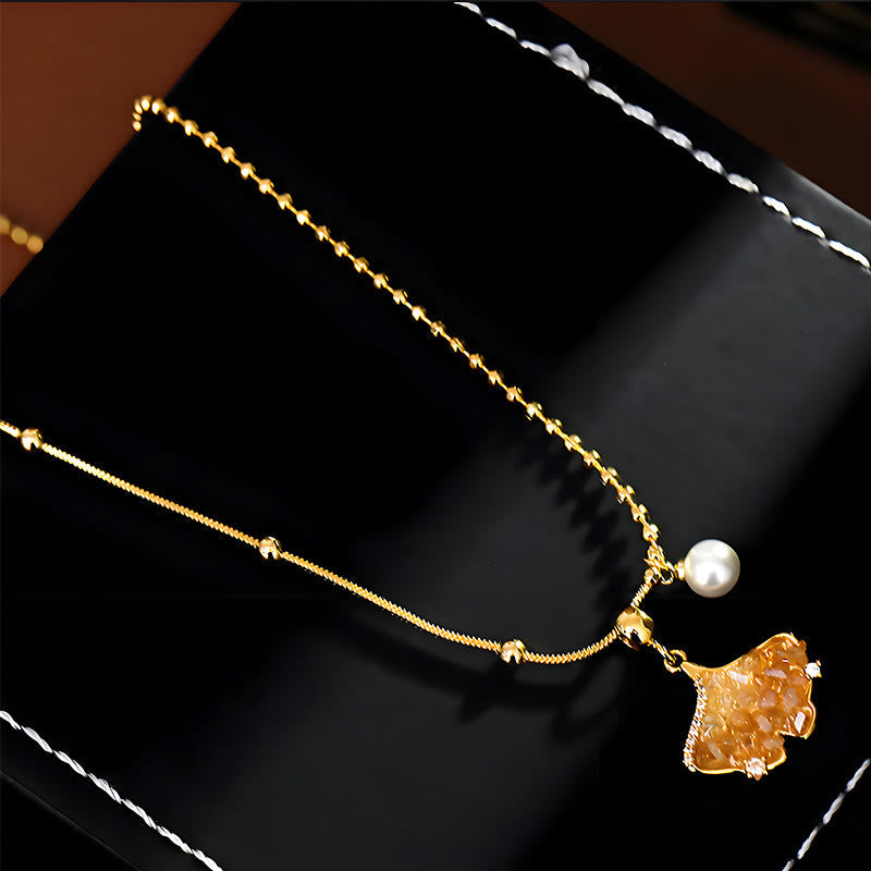 Buddha Stones Champagne Citrine Copper Pearl Properity Protection Necklace Pendant - Citrine(Properity ♥ Creativity) - image 0