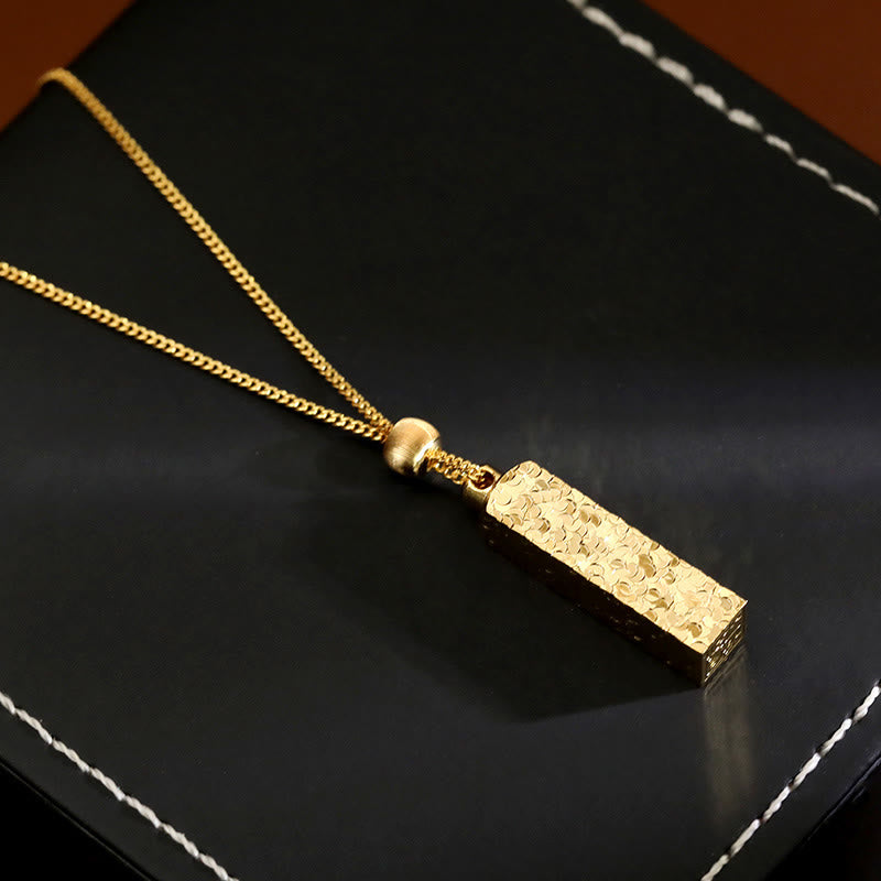 Buddha Stones Rectangular Copper Chain Luck Necklace Pendant - image 1