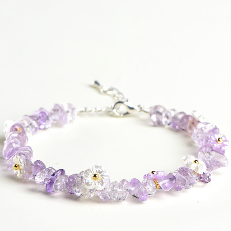 Buddha Stones Natural Aquamarine Peridot Strawberry Quartz Various Crystals Serenity Bracelet - Amethyst(Wrist Circumference: 15-20cm) - image 41
